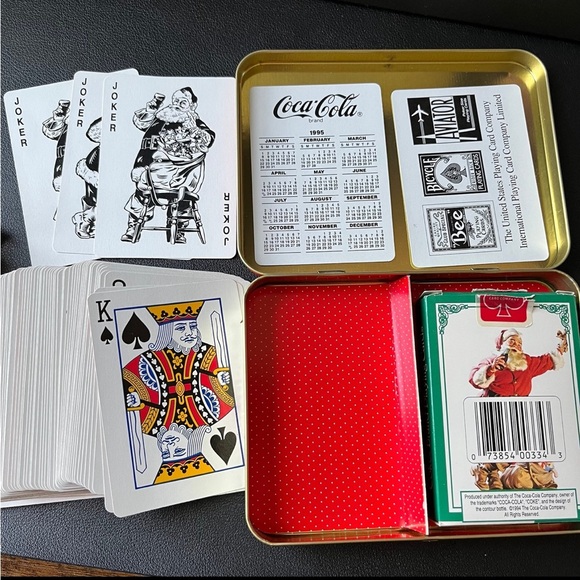 1994 Coca Cola Nostalgic Santa Playing Cards Collectible Tin 2 Set - Picture 5 of 5